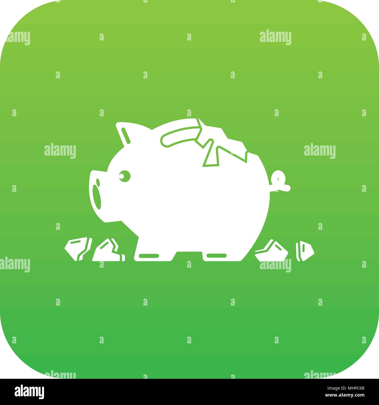 Broken piggy bank icon green vector Stock Vector Image & Art - Alamy