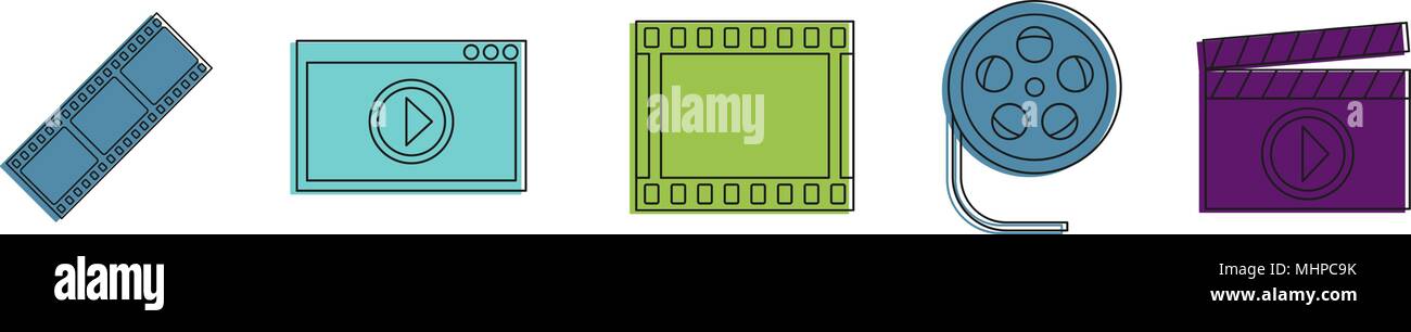 Video file icon set, color outline style Stock Vector Image & Art - Alamy