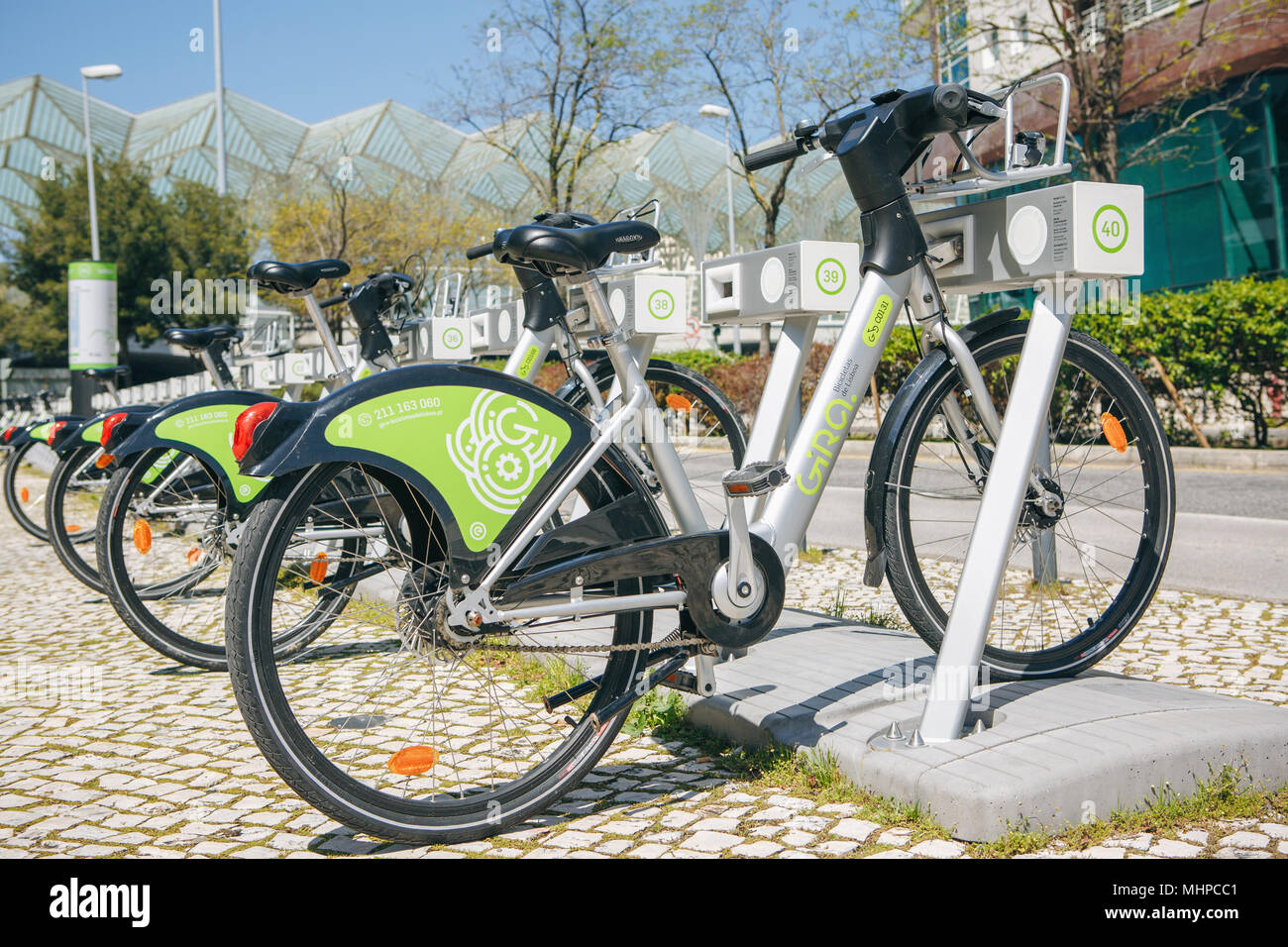 Portugal, Lisbon 29 april 2018: city bicycles or alternative ecological public transport Stock Photo