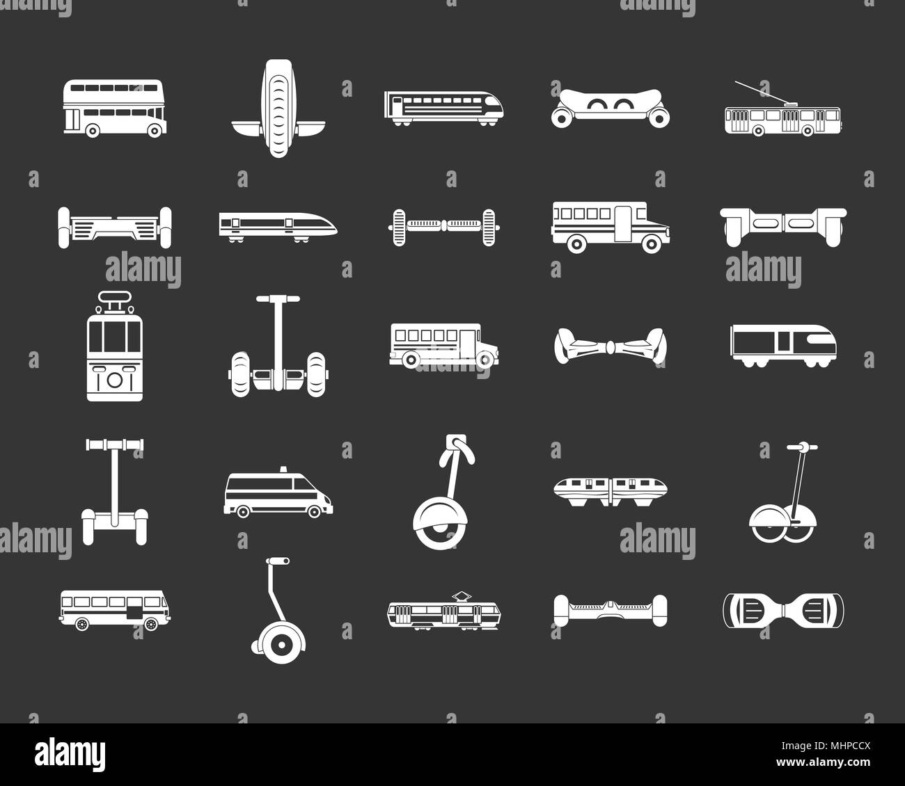 City transport icon set grey vector Stock Vector