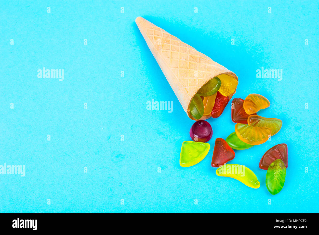 Fruit jelly and waffle horn. Studio Photo Stock Photo - Alamy