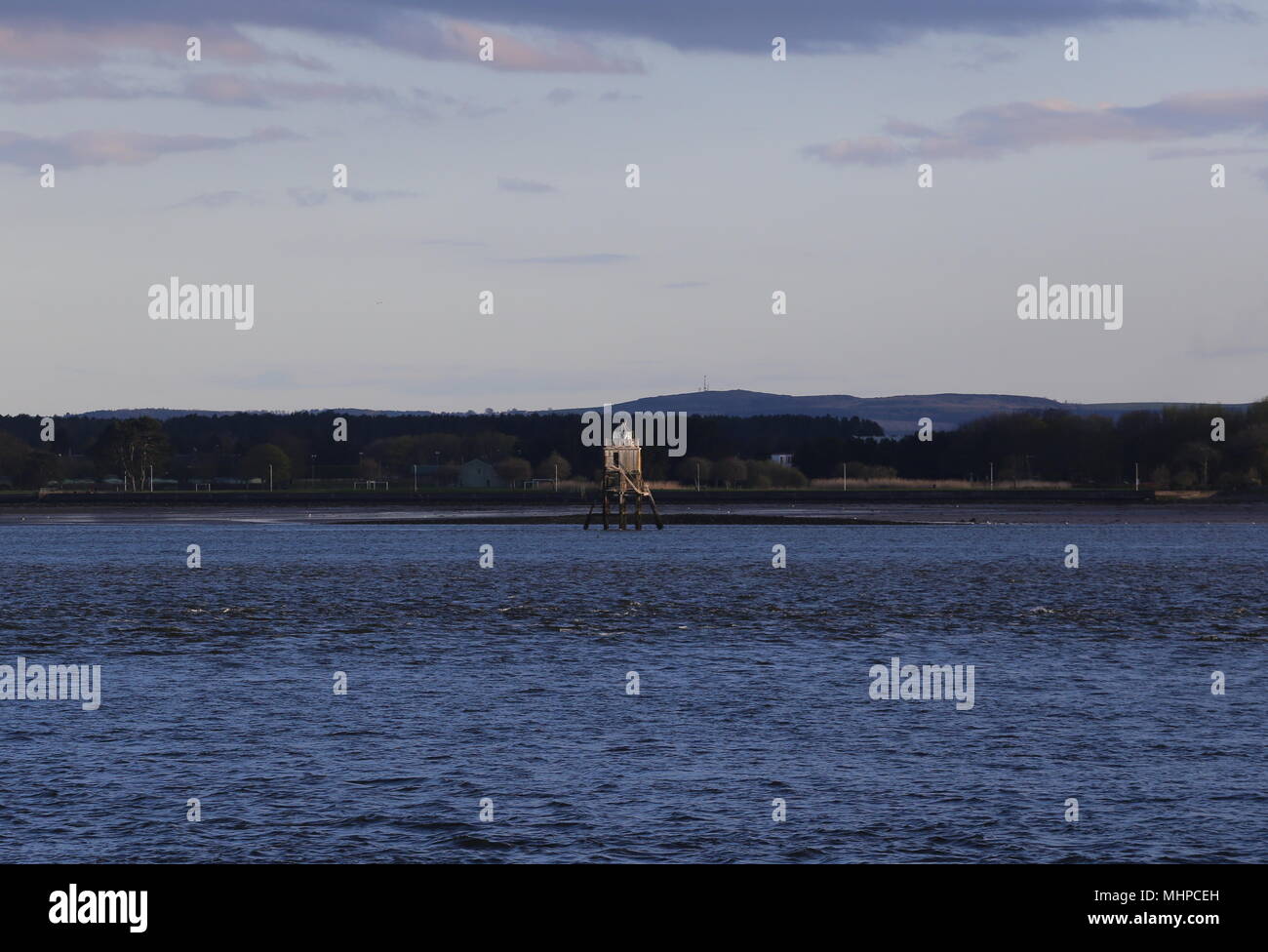 Larick Beacon Pile lighthouse in Tay Estuary near Newport Fife Scotland