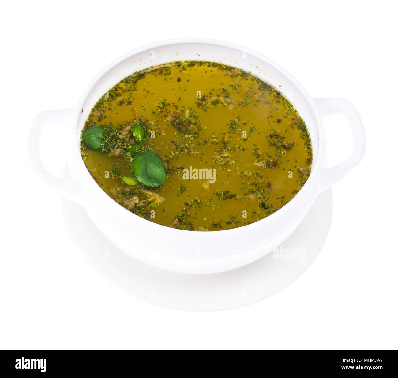Chicken broth with herbs and spices. Studio Photo Stock Photo Alamy