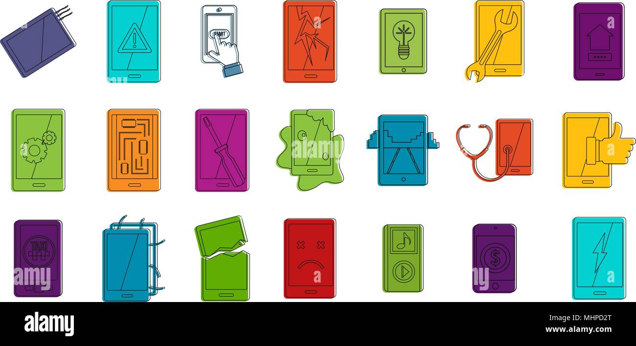 Smartphone icon set, color outline style Stock Vector Image & Art - Alamy