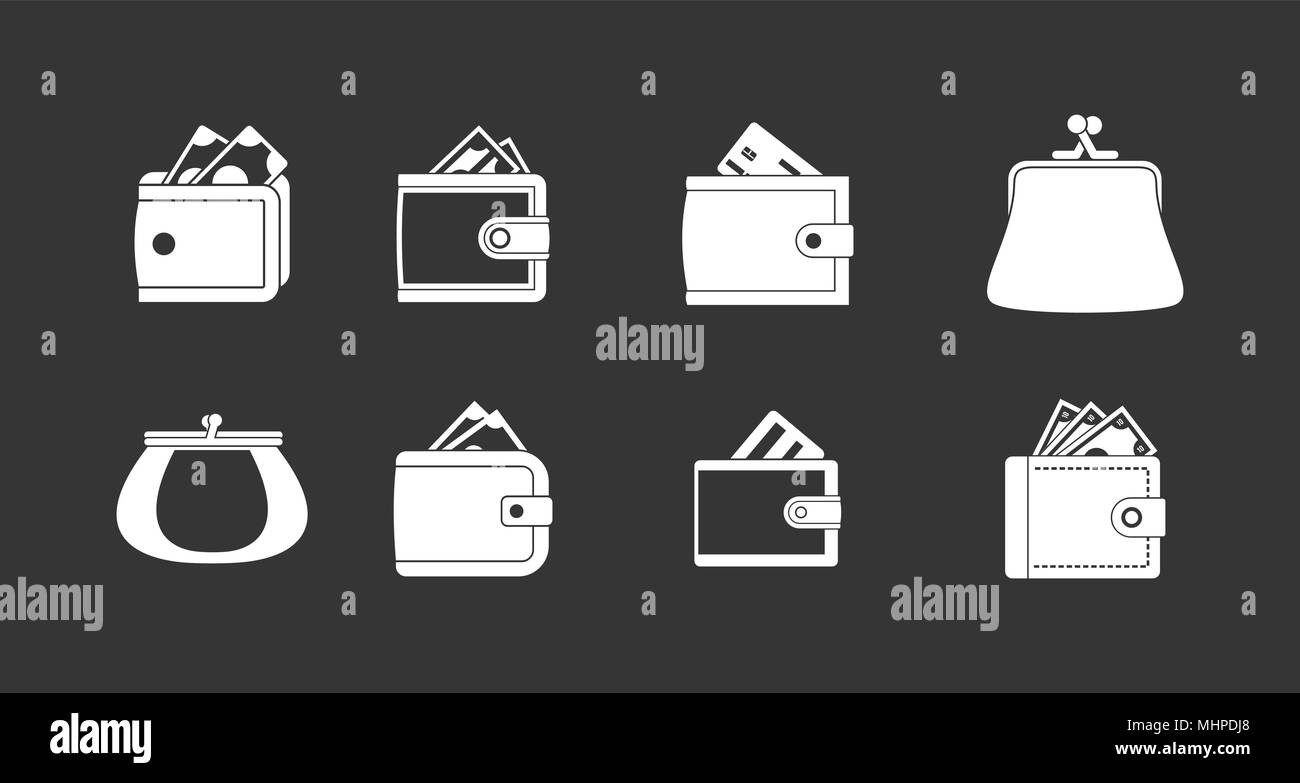 Wallet icon set grey vector Stock Vector Image & Art Alamy