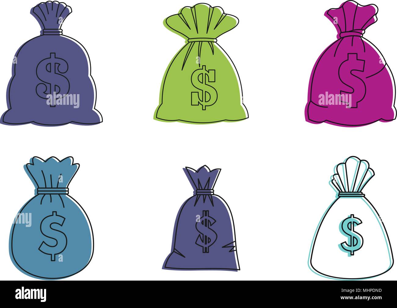 Money bag icon set, color outline style Stock Vector Image & Art - Alamy
