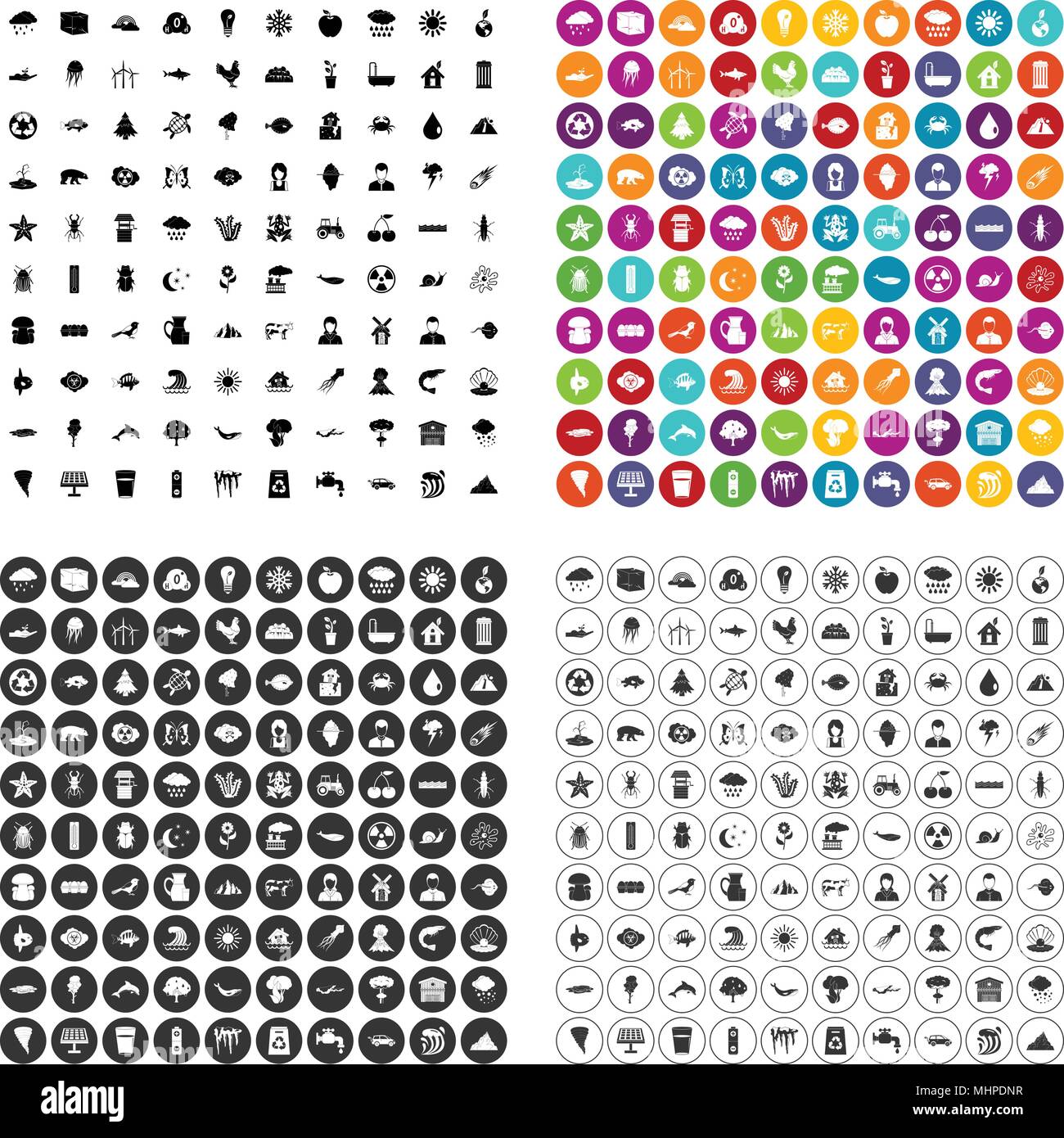 100 earth icons set vector variant Stock Vector
