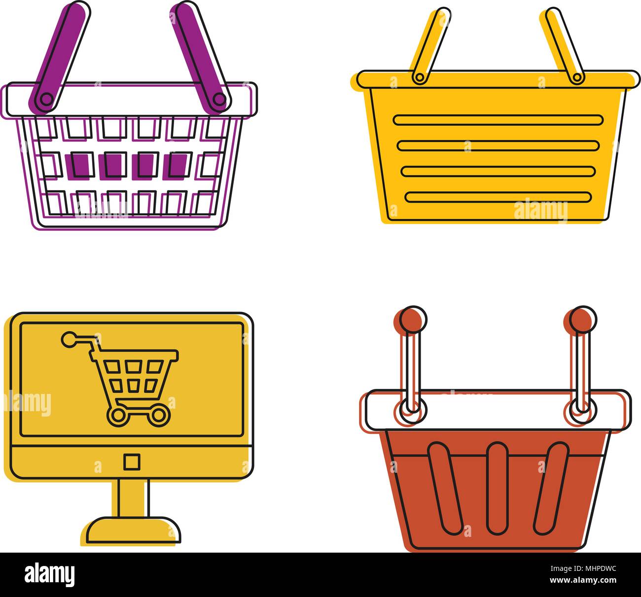 Shop basket icon set, color outline style Stock Vector Image & Art - Alamy