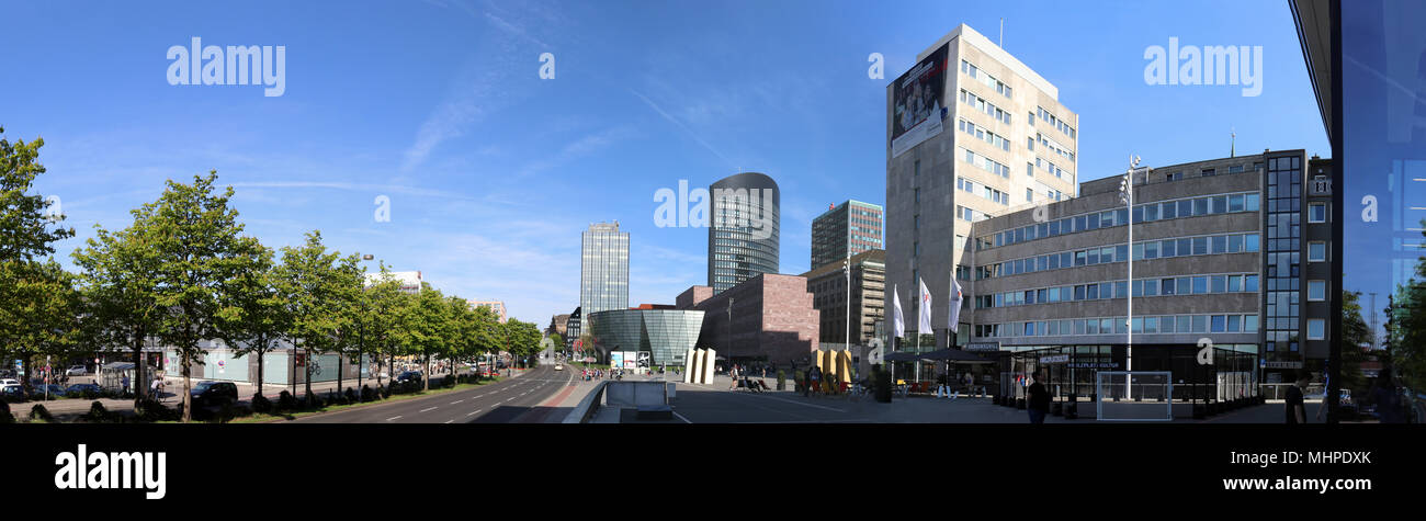 Dortmund, Ruhr Area, North Rhine Westphalia, Germany - April 16 2018: Panorama of dormund city center Stock Photo