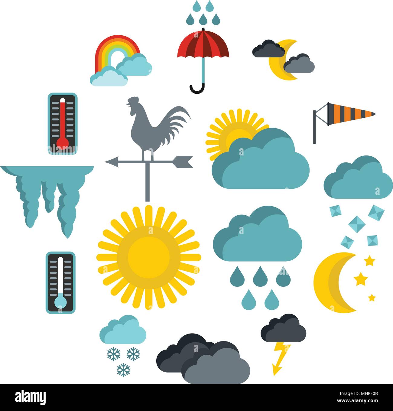 Weather icons set, flat style Stock Vector Image & Art - Alamy