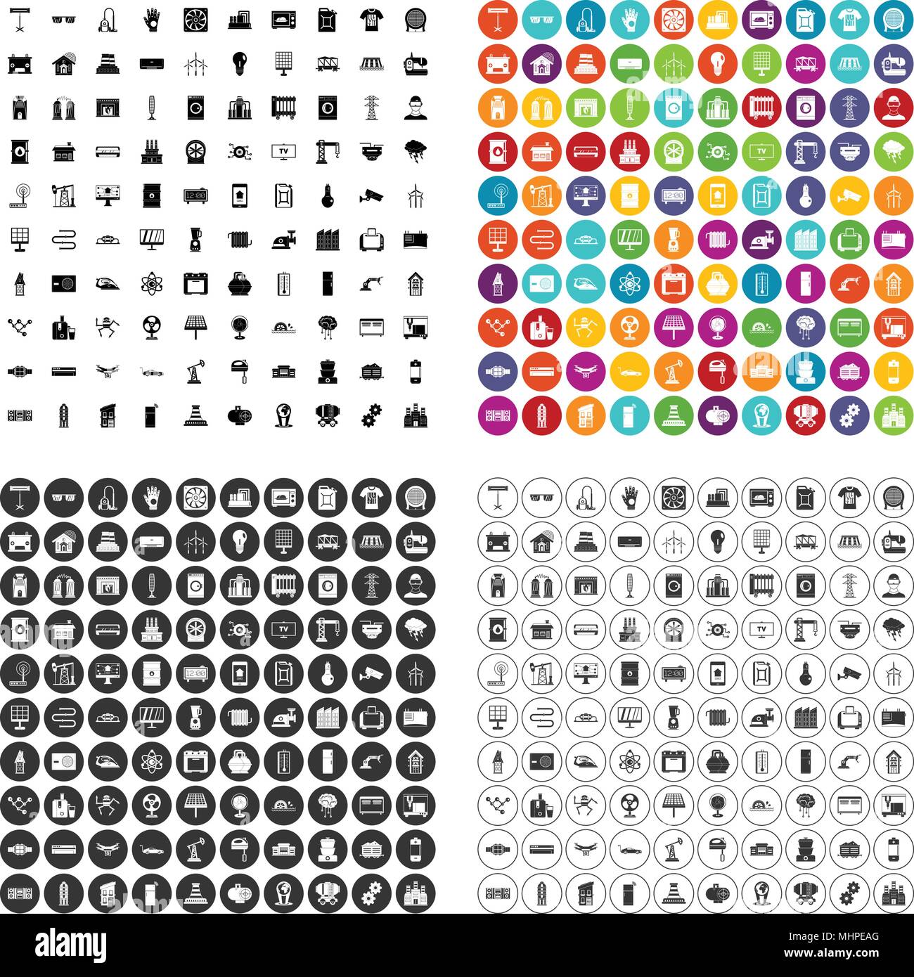 100 electrical engineering icons set vector variant Stock Vector