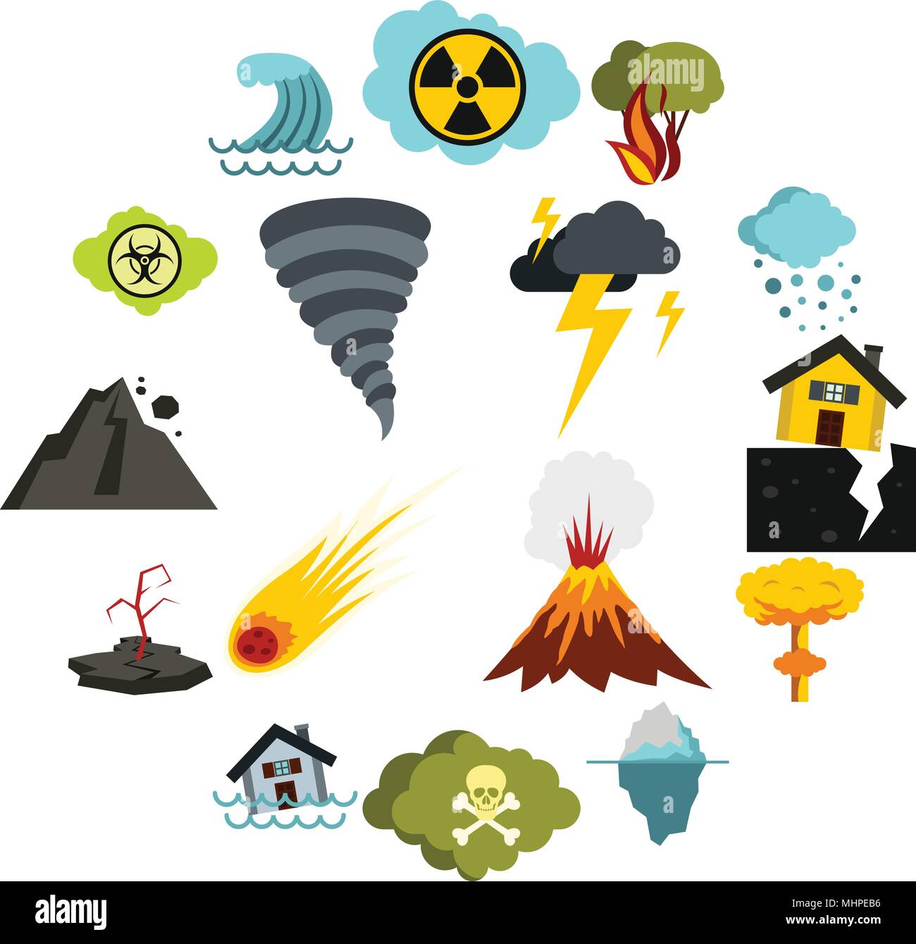 Natural disaster icons set, flat ctyle Stock Vector Image & Art - Alamy