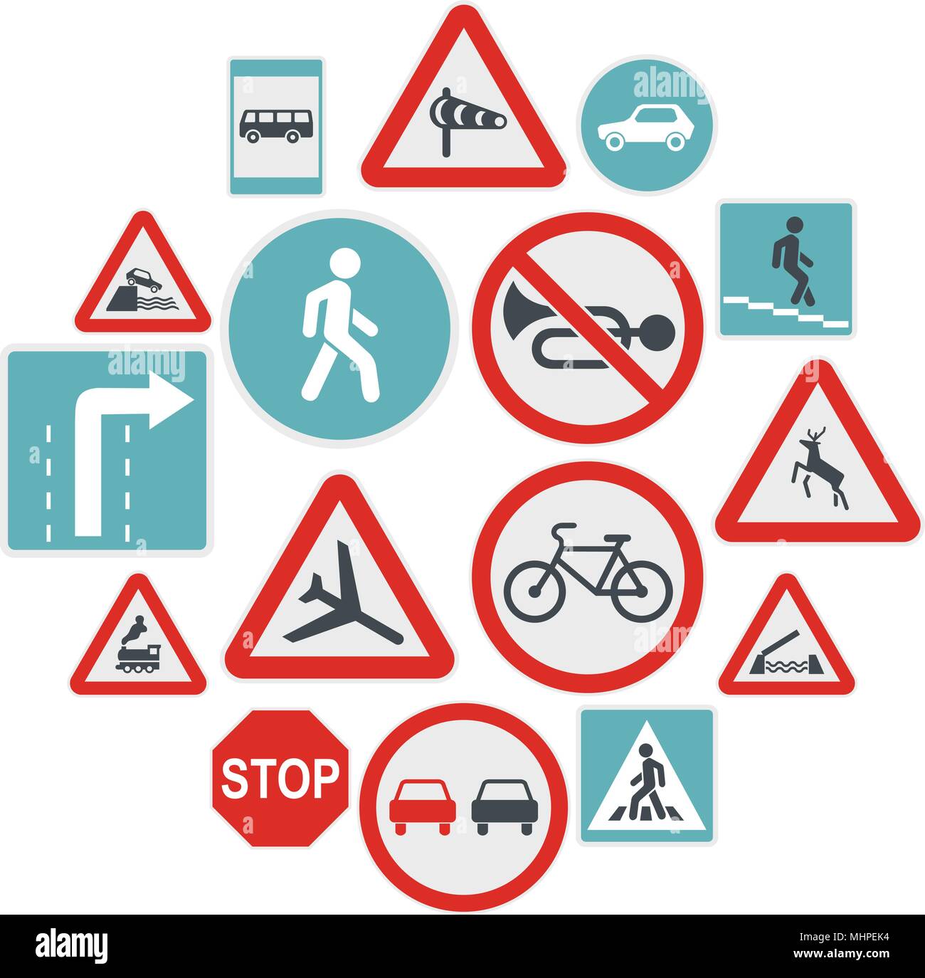 Road Sign Set icons, flat style Stock Vector Image & Art - Alamy