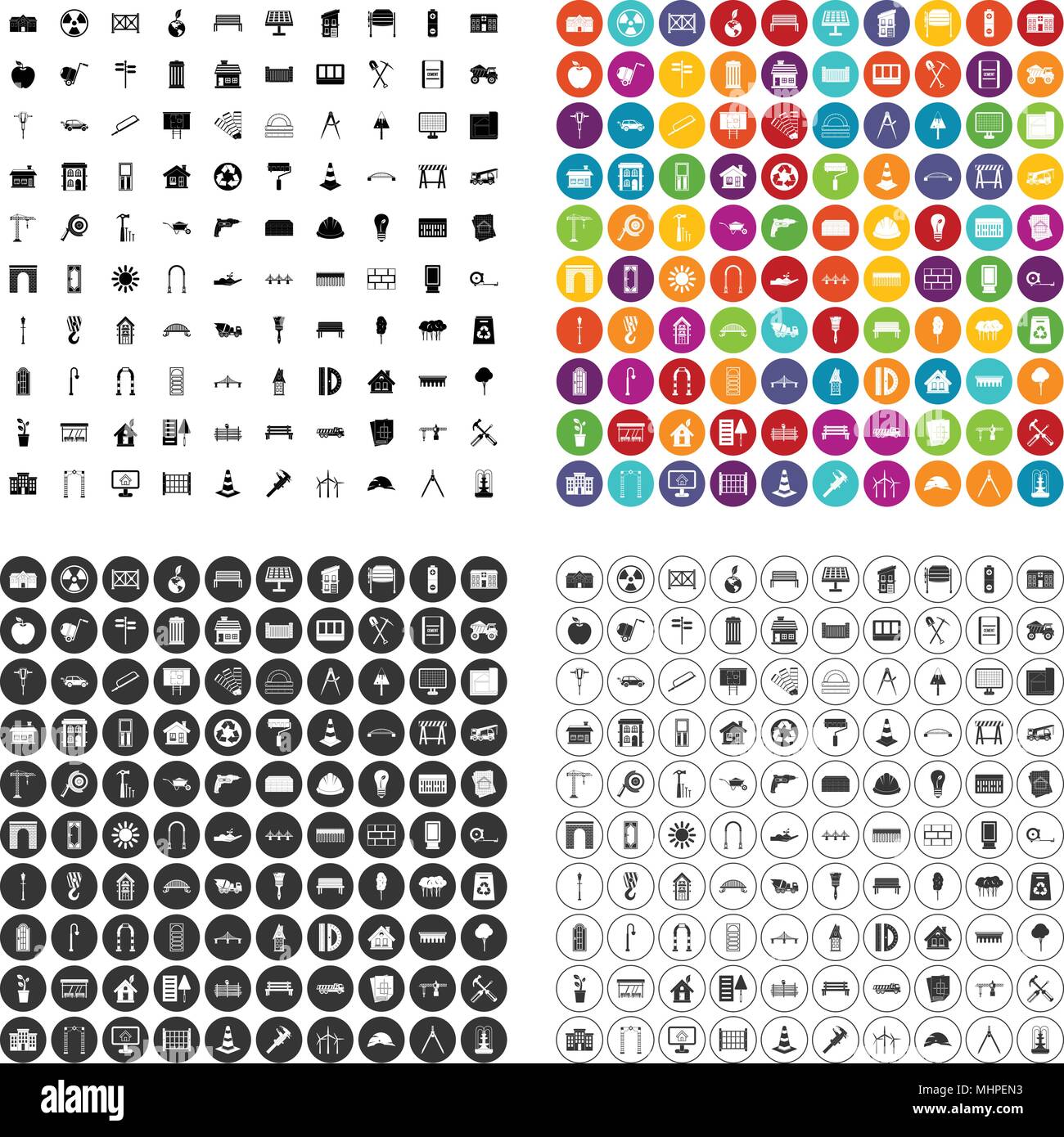 100 architecture icons set vector variant Stock Vector Image & Art - Alamy