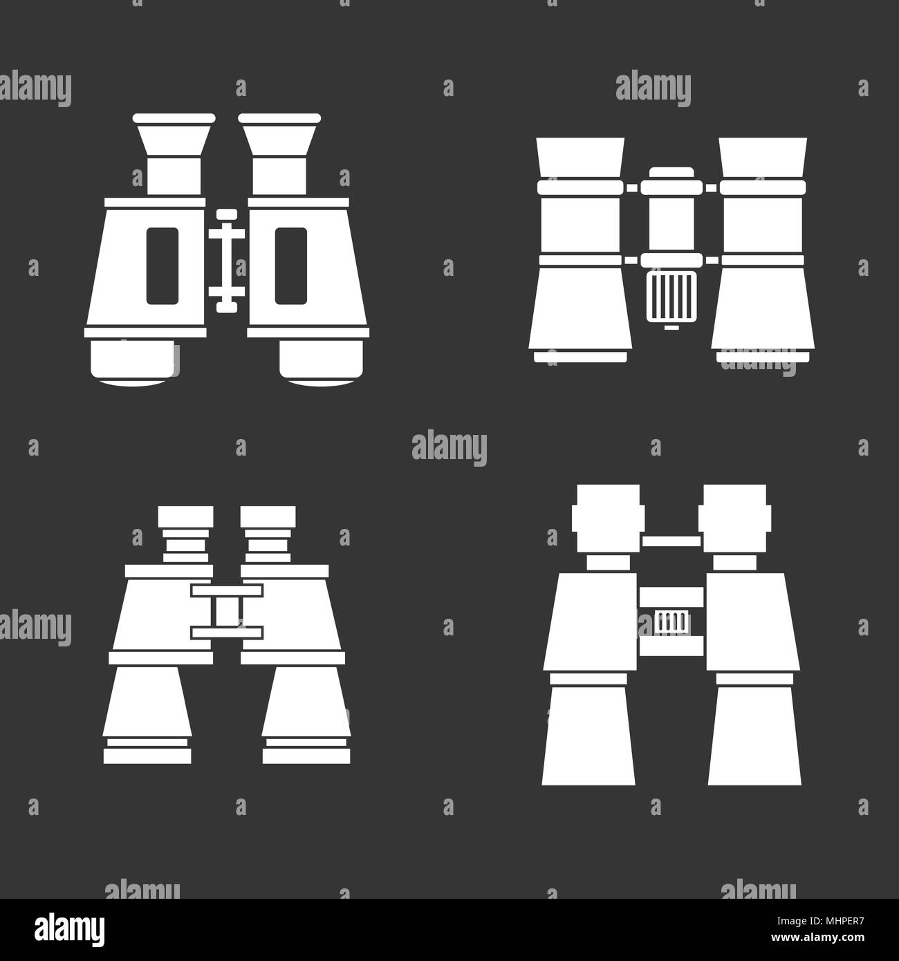 Binoculars icon set grey vector Stock Vector