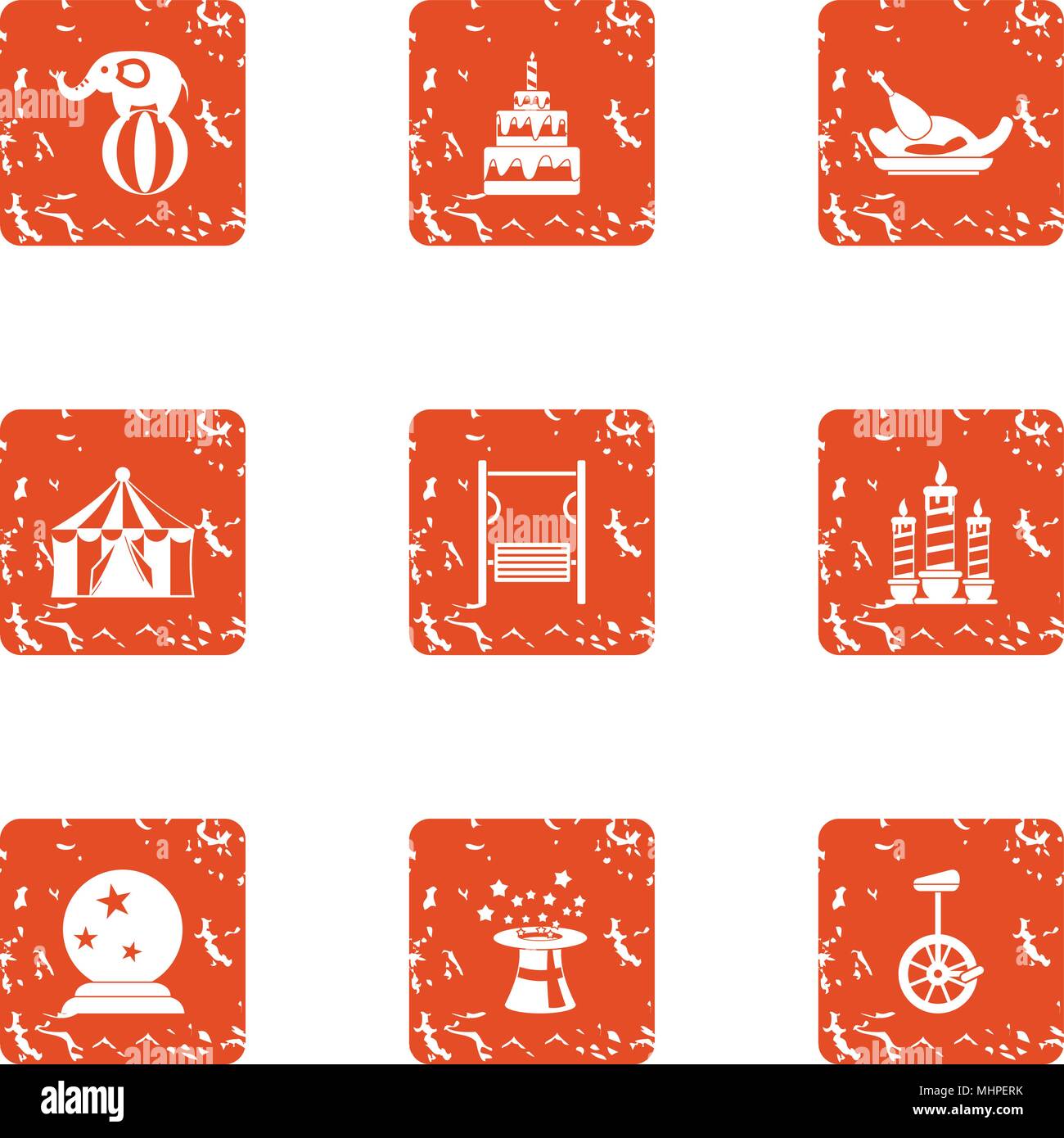 Wizardry icons set, grunge style Stock Vector
