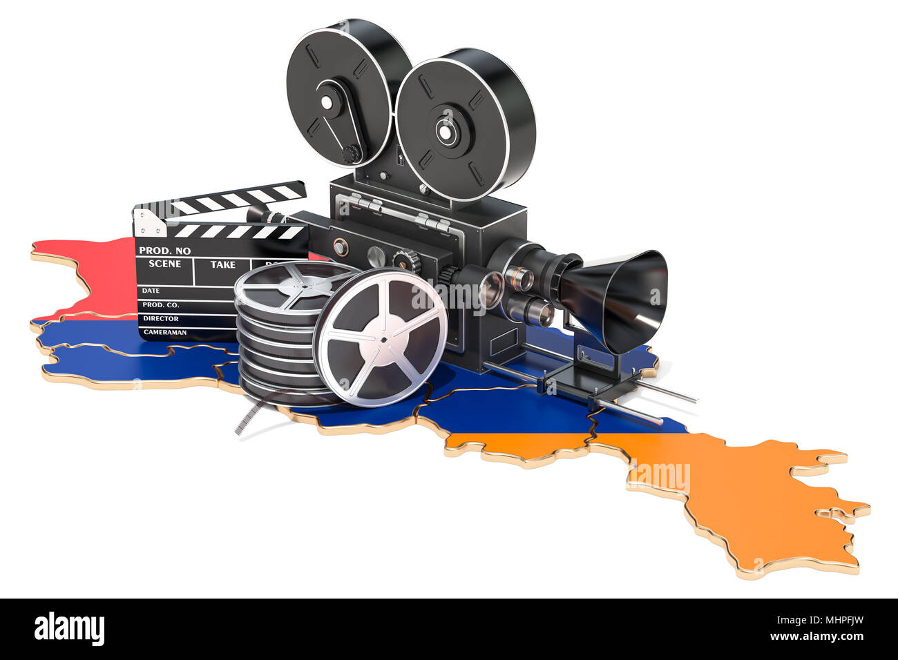 Armenian cinematography, film industry concept. 3D rendering isolated ...