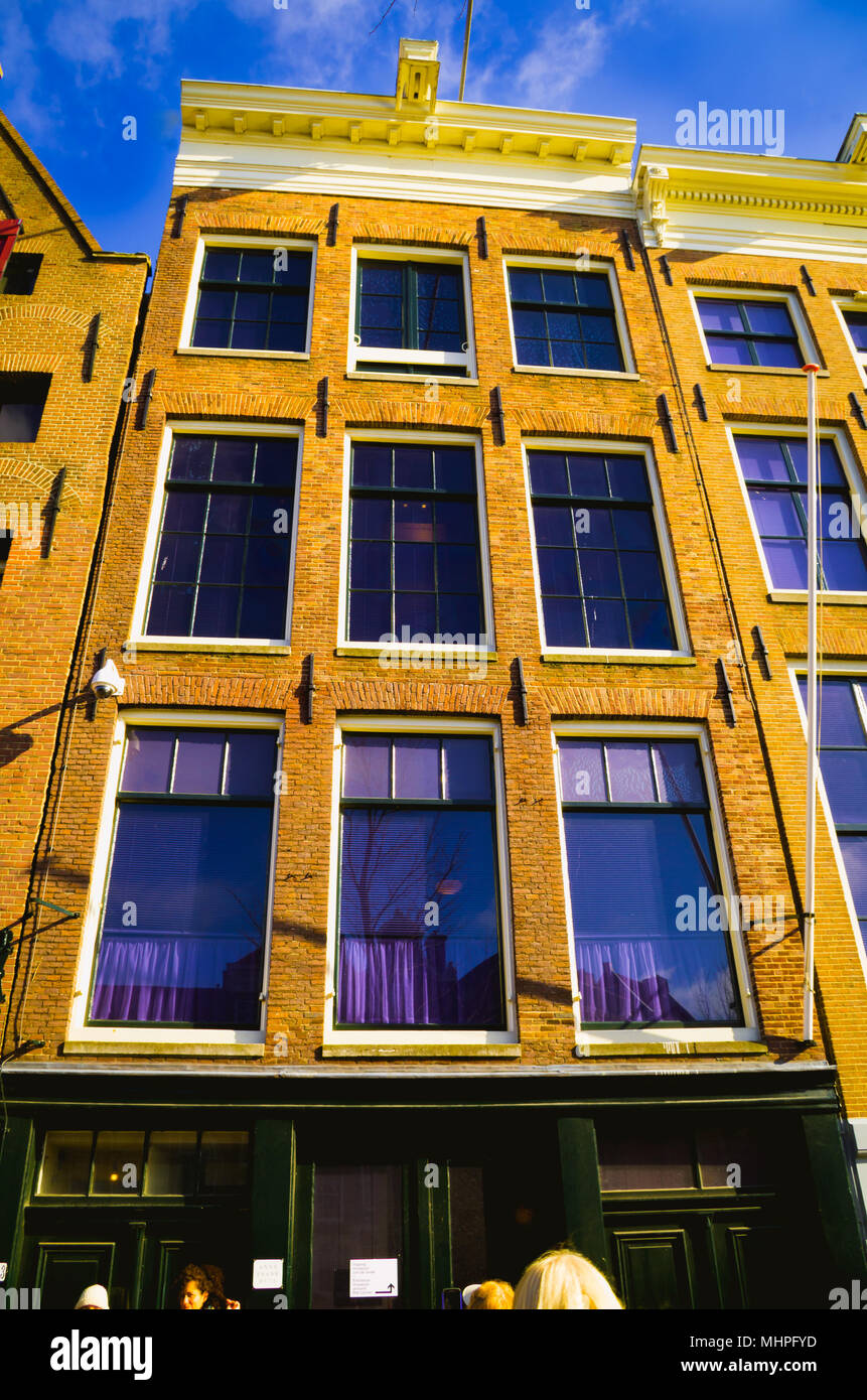 AMSTERDAM, NETHERLANDS, APRIL, 23 2018: Outdoor view of one of the most popular attractions in Amsterdam - the Anne Frank House and museum Stock Photo
