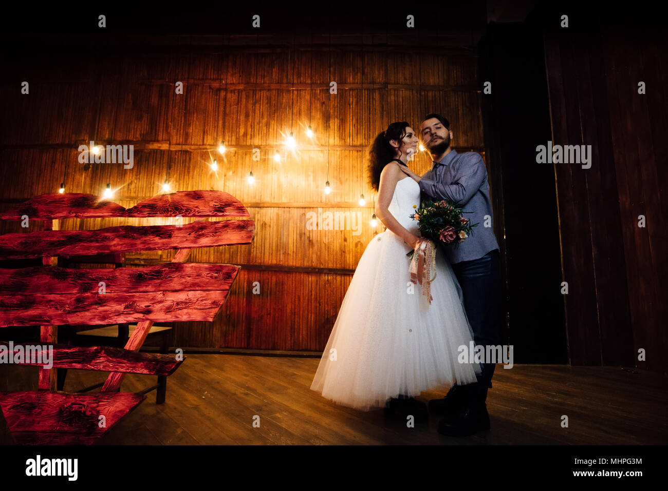 Wedding In The Style Of Rock Rocker Or Biker Wedding Stock Photo