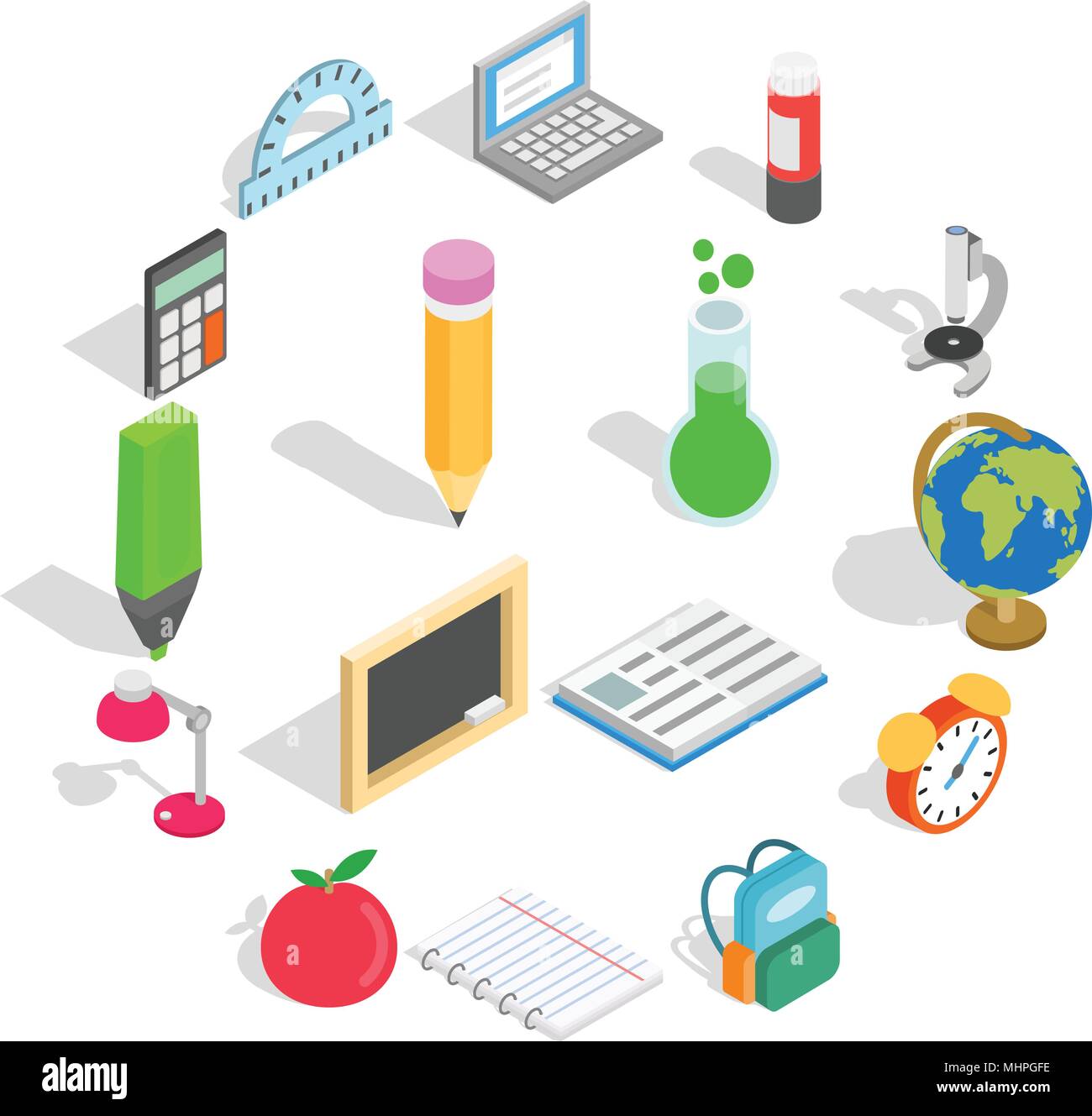 School bus icon isometric 3d hi-res stock photography and images - Alamy