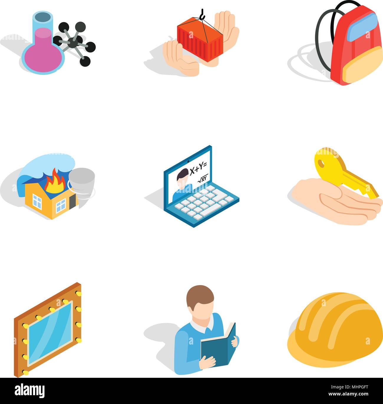 Problem at work icons set, isometric style Stock Vector