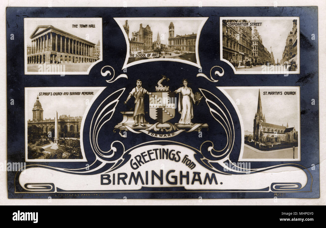Souvenir postcard, Birmingham, West Midlands, UK Stock Photo Alamy