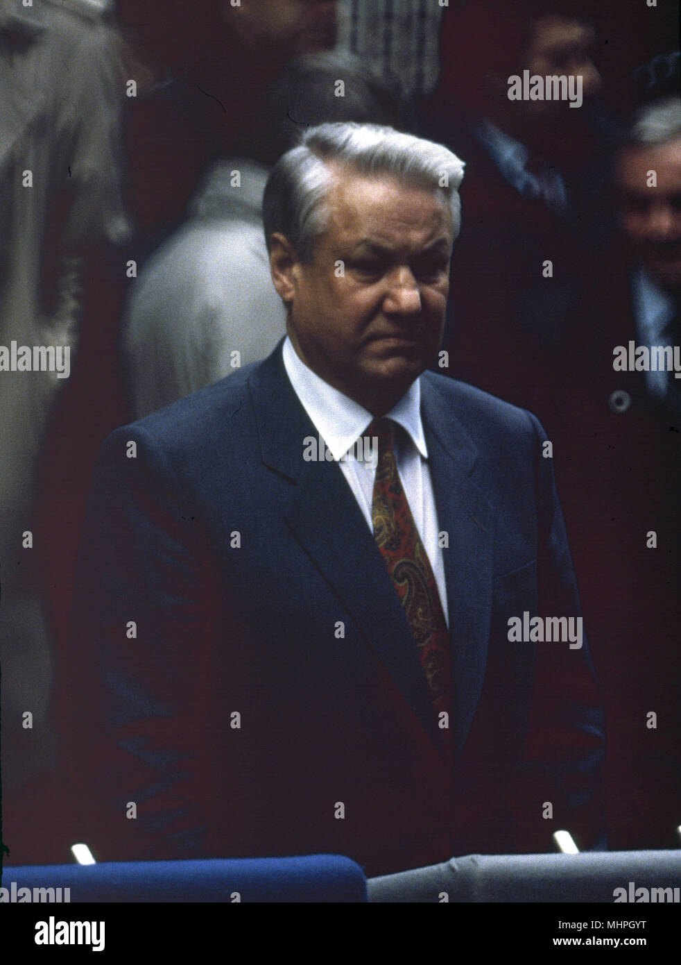 Boris Yeltsin, Russian President, at Downing Street, London Stock Photo