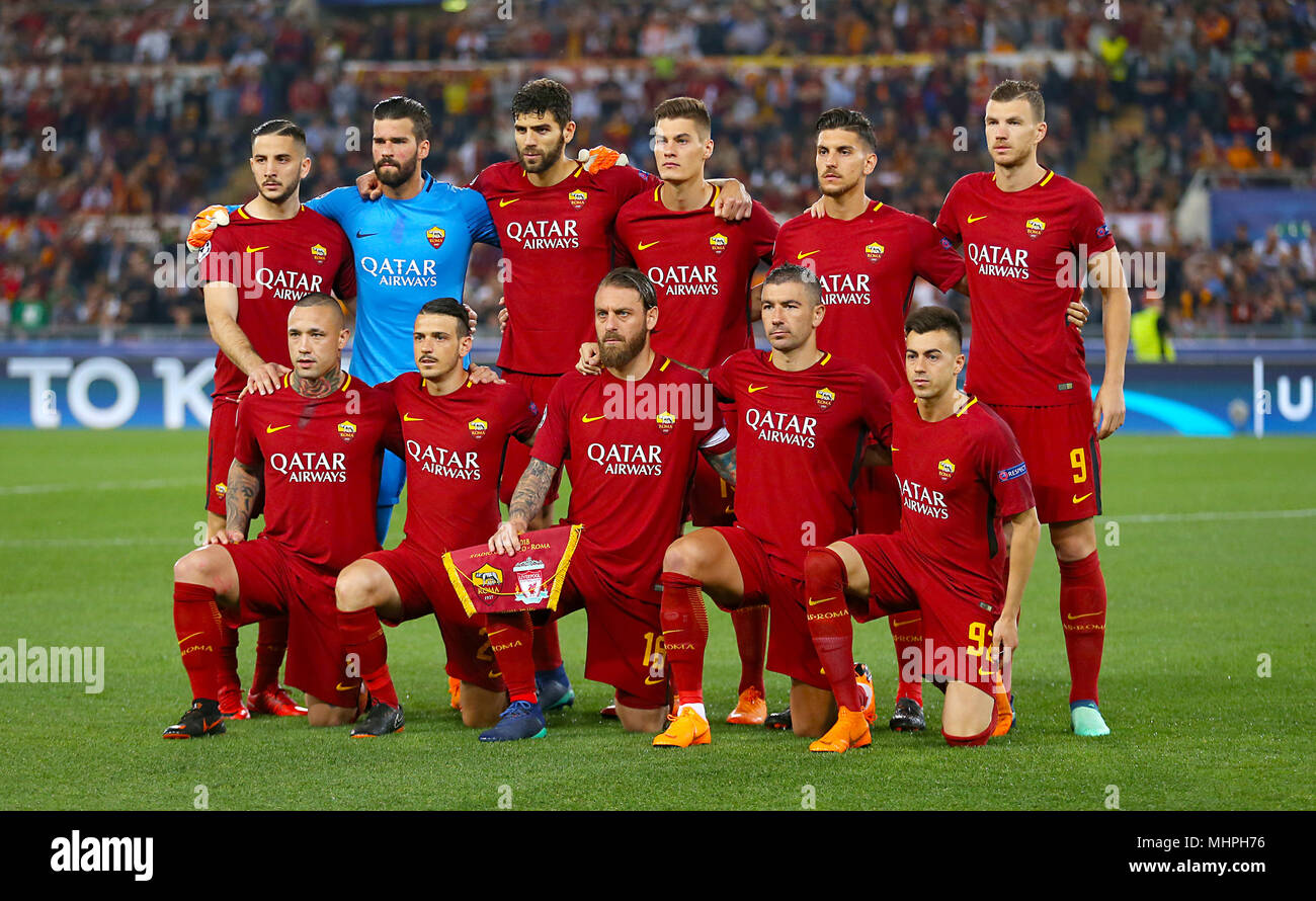 AS Roma Team group during the UEFA Champions League, Semi Final, Second Leg  at the Stadio Olimpico, Rome Stock Photo - Alamy
