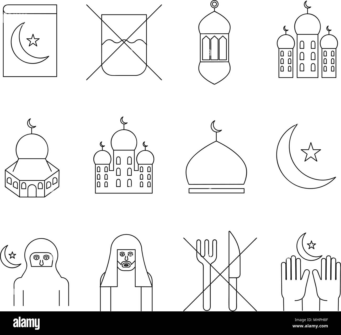 Ramadan Kareem icon set. Ramadan Kareem Line Vector Icons Stock Vector ...