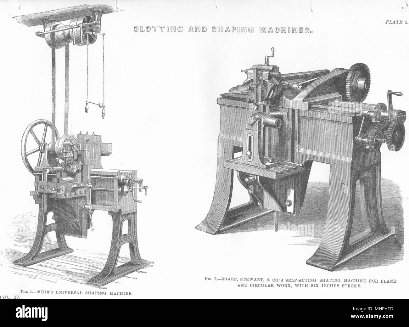 SLOTTING SHAPING MACHINES.Muir Universal Machine;Sharp,Stewart. self-acting 1880 Stock Photo