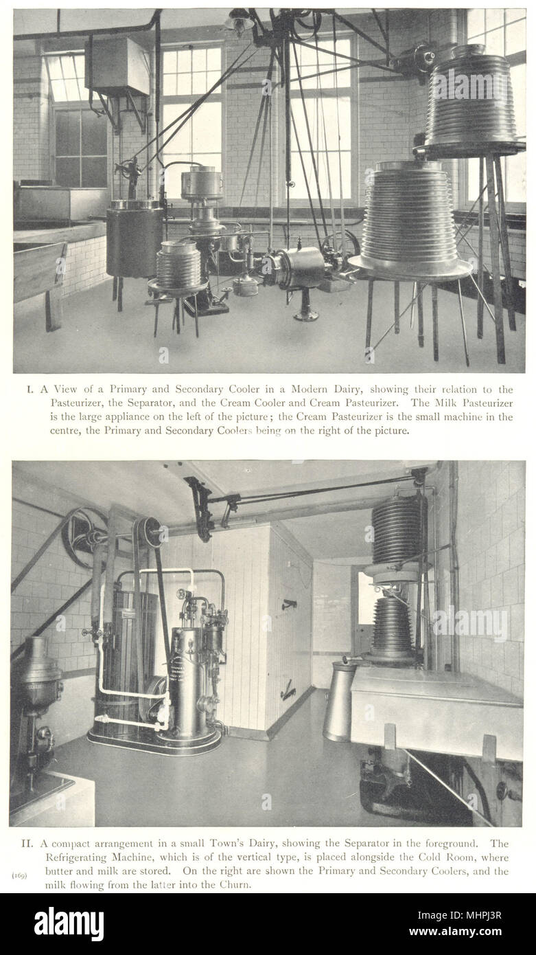 DAIRY REFRIGERATION. Primary and Secondary Cooler. Pasteurizer 1912 old