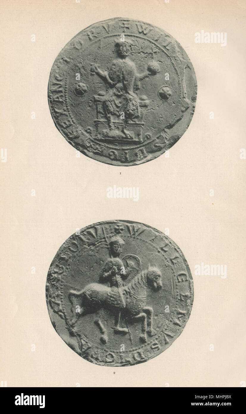 ENGLISH SEALS. King William II. William Rufus. 1087-1100 1907 old print Stock Photo