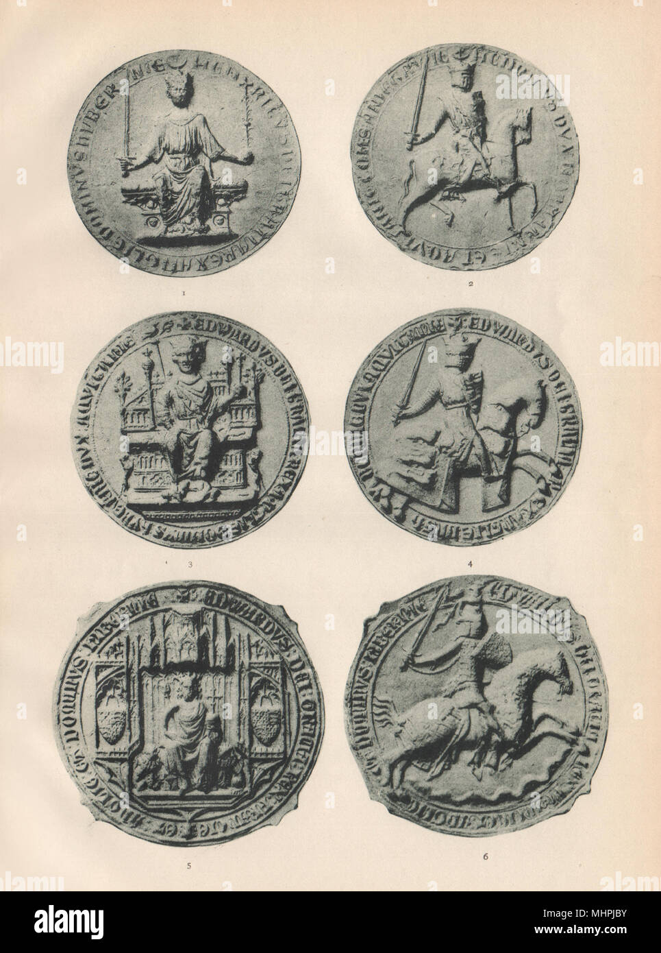 SEALS OF ENGLISH KINGS. Henry III 1243. Edward I 1276. Edward III 1340-1372 1907 Stock Photo