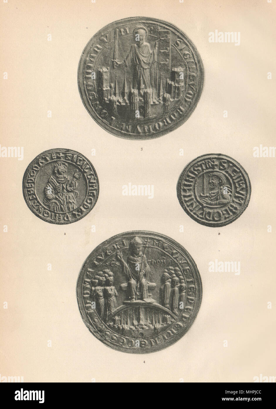 ENGLISH SEALS. Godwine (Thane) Godgytha (nun) . Anglo-Saxon. London Barons 1907 Stock Photo