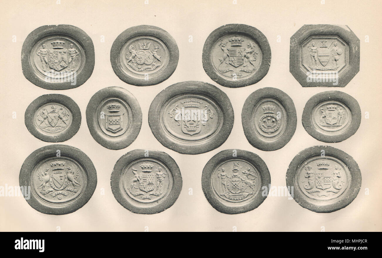 ENGLISH HERALDIC SEALS. Seals of Noble and Prominent Persons 1907 old print Stock Photo