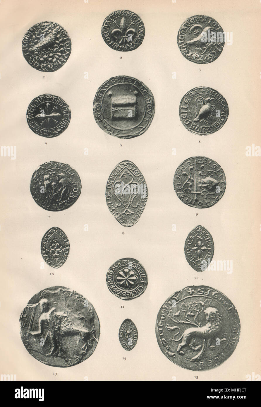 13-14C SEALS. Chattou Denebi Cokefeld Brand Colevile Basingstoke Chesneduit 1907 Stock Photo