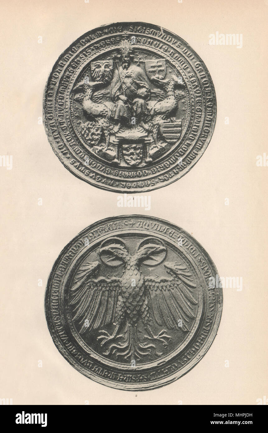 SEAL OF SIGISMUND. Holy Roman Emperor 1410. Doppel-Adler of Ezechiel 1907 Stock Photo