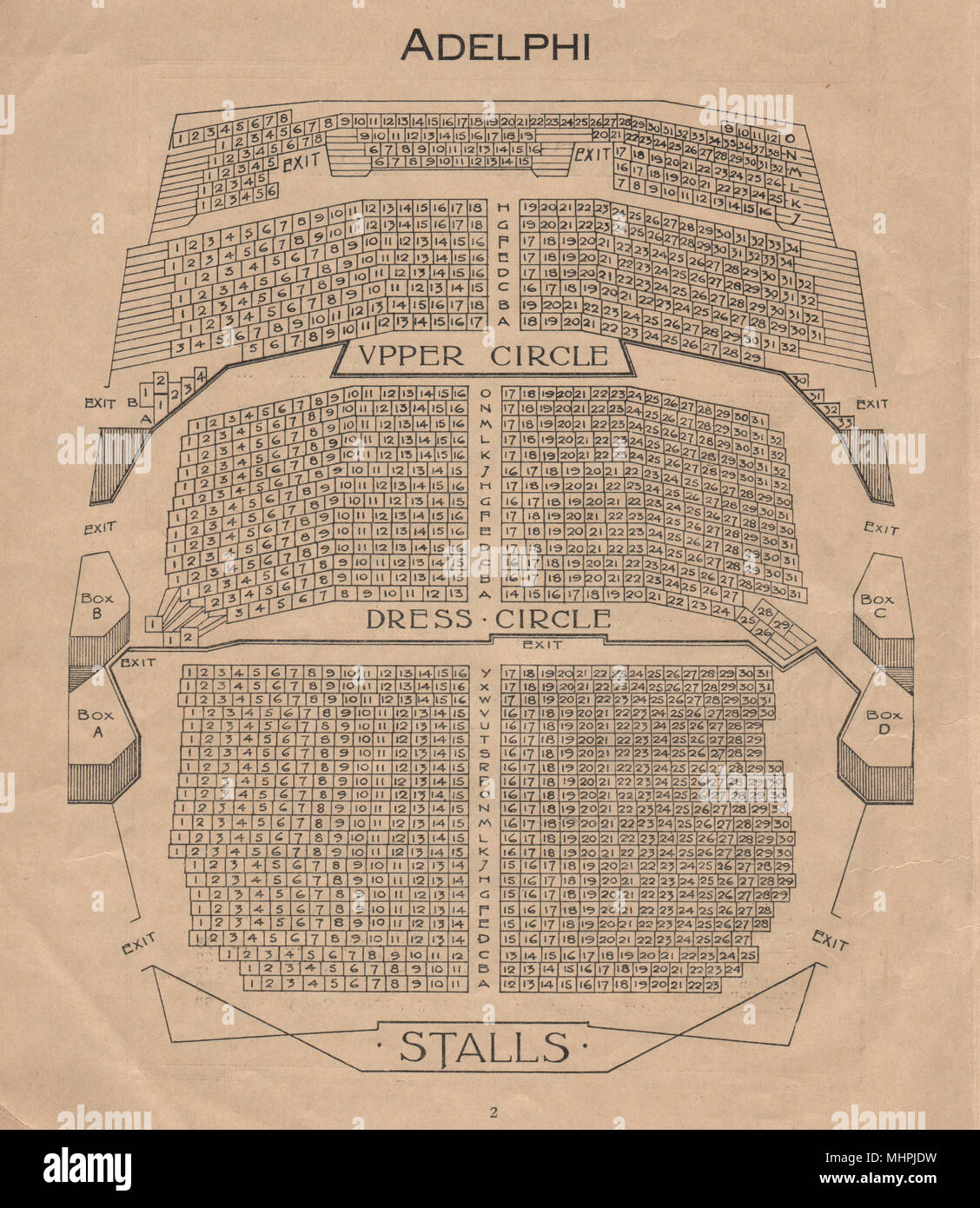 ADELPHI THEATRE. Vintage seating plan. London West End 1936 old vintage  print Stock Photo - Alamy