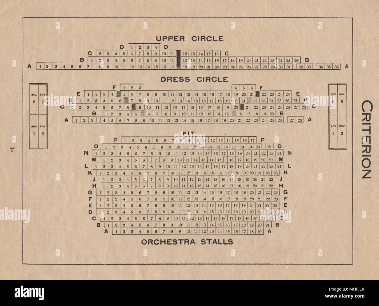 CRITERION THEATRE. Vintage seating plan. London West End 1936 old print  Stock Photo - Alamy