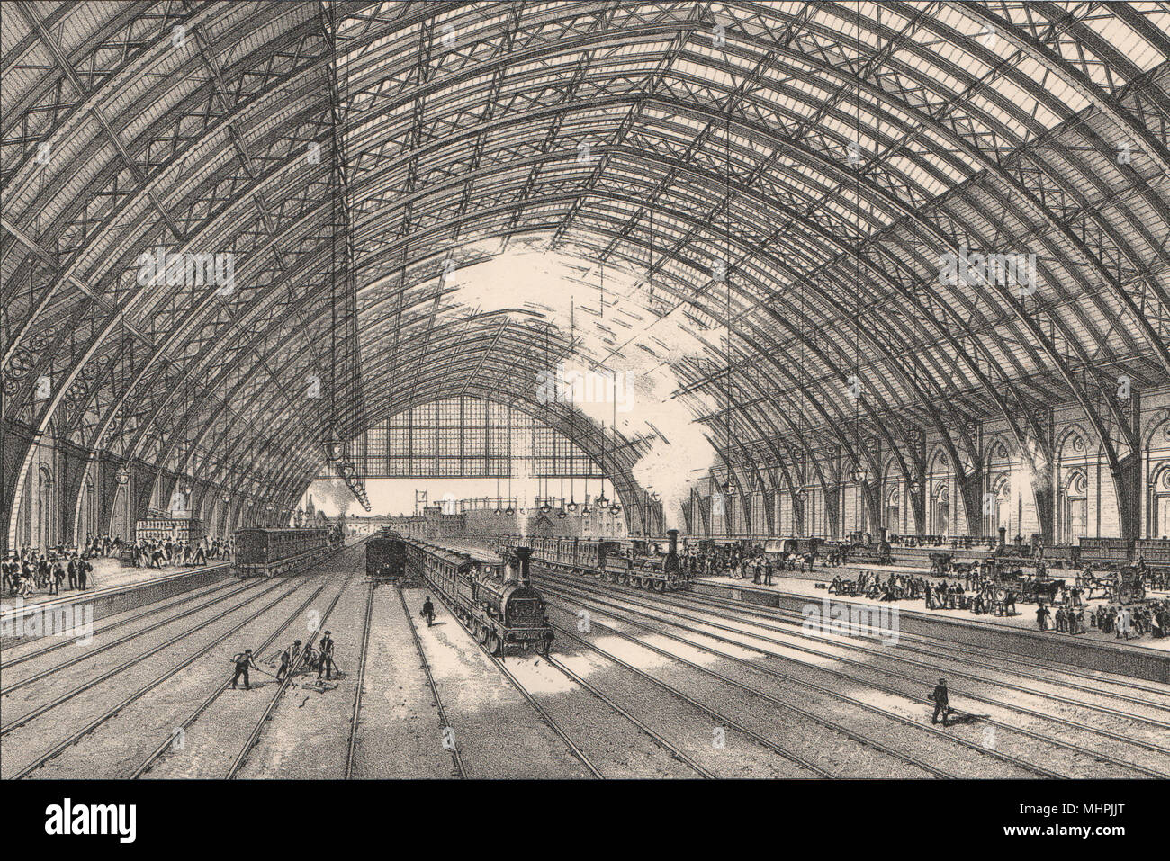 The Midland Railway Station, St. Pancras, London c1880 old antique print Stock Photo