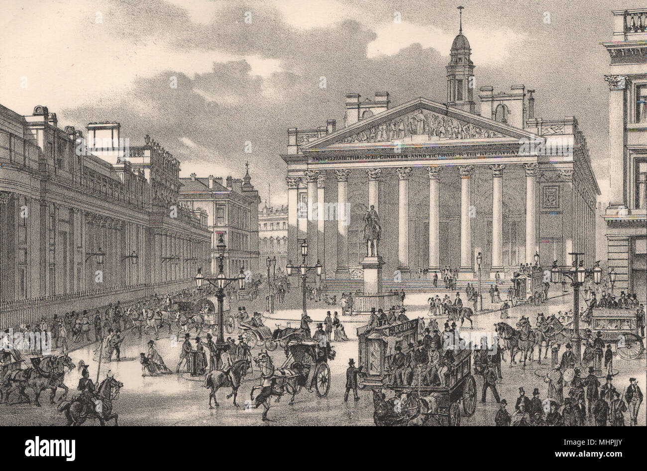 The Royal Exchange & Bank of England, from the Mansion House, London c1880 Stock Photo
