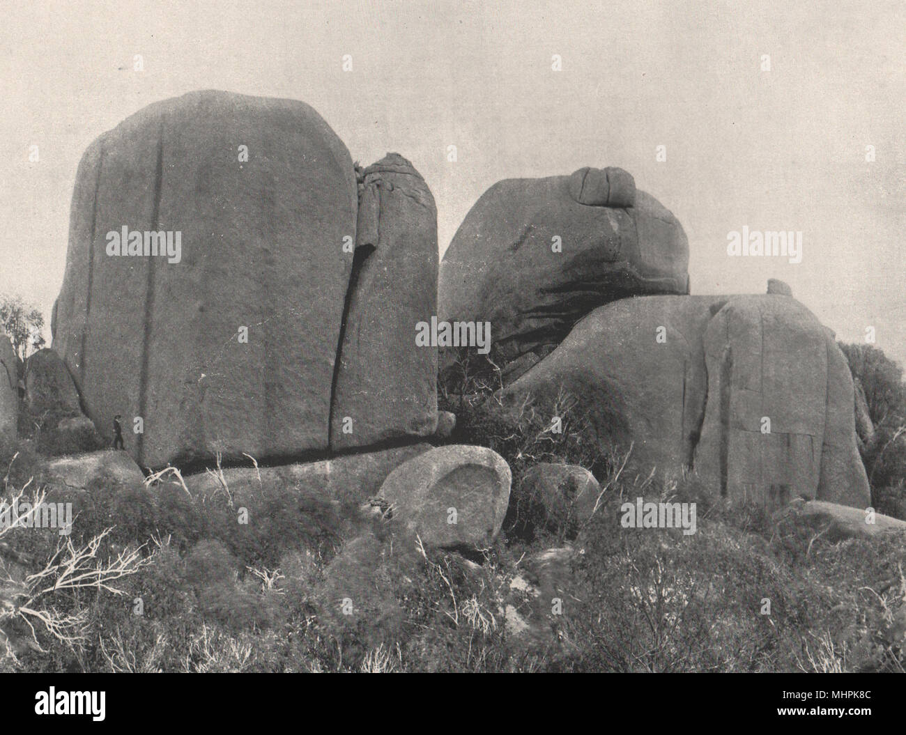 Buffalo Mountains. Og, Gog, and Magog. Victoria, Australia. 1908 old print Stock Photo