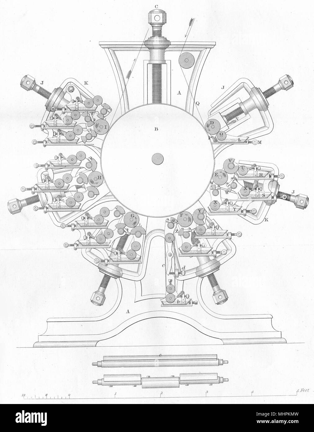 TEXTILES. Cotton Printing; Sixteen colour printing Machine 1880 old Stock Photo