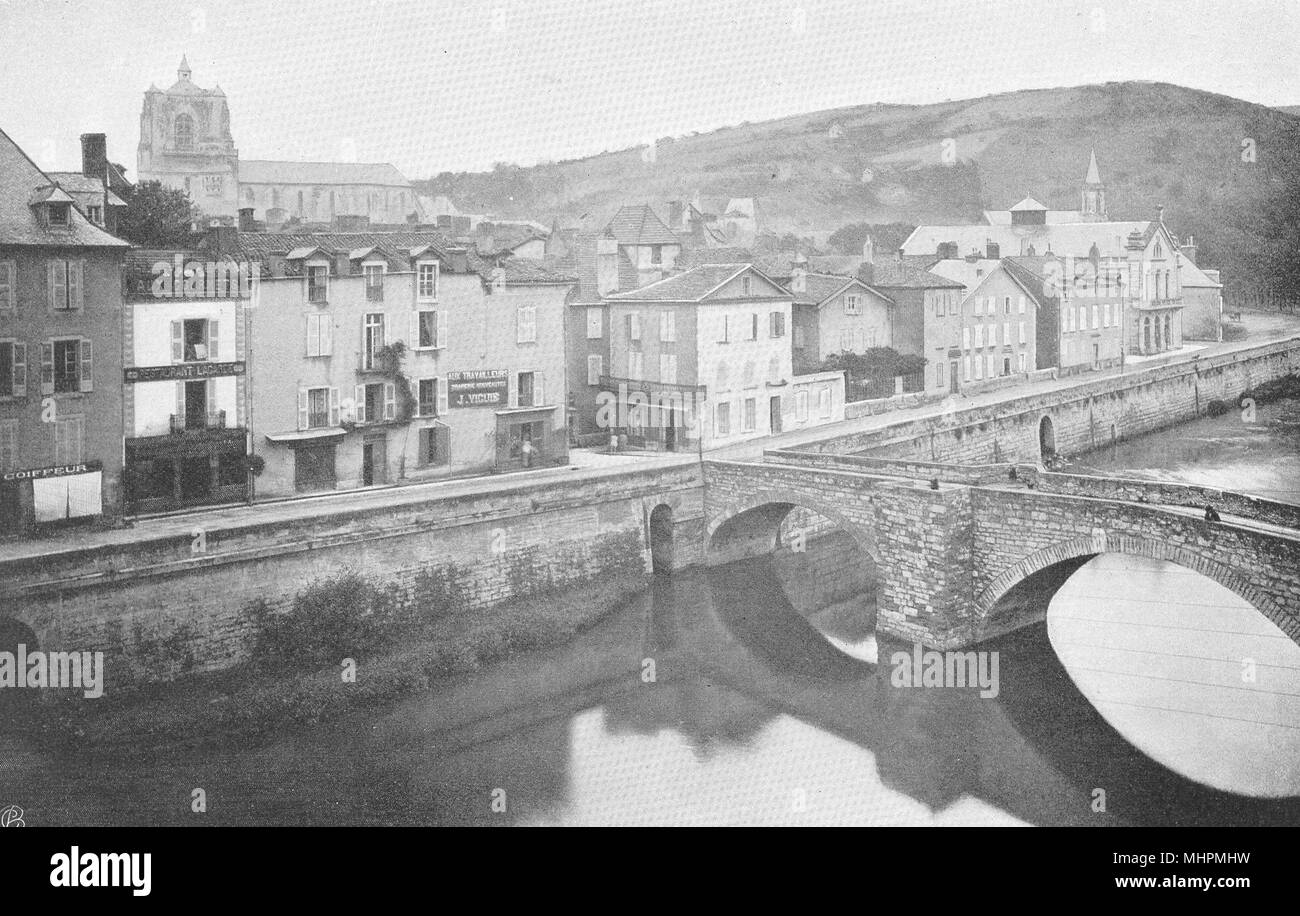 AVEYRON. Villefranche- Vue générale 1903 old antique vintage print picture Stock Photo