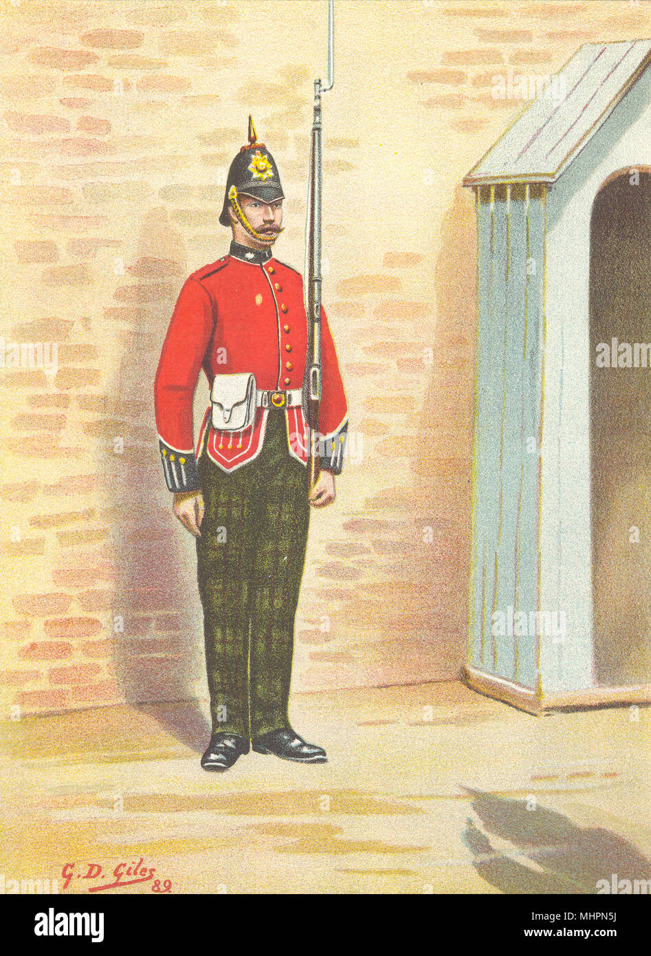BRITISH ARMY UNIFORMS. The 25th – King's Own Scottish Borderers Regiment 1890 Stock Photo