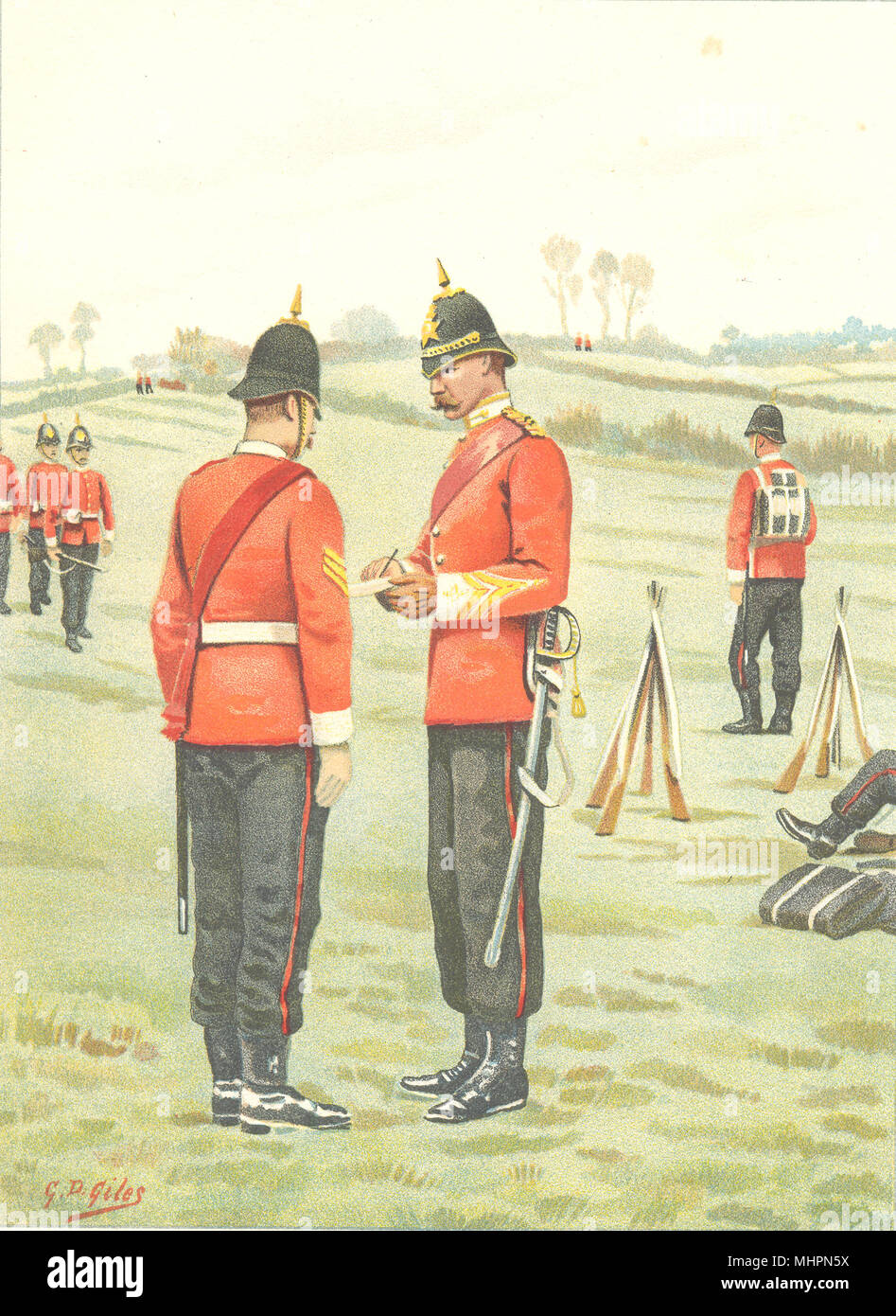 BRITISH ARMY UNIFORMS. The 43rd – Oxfordshire Light Infantry Regiment 1890 Stock Photo
