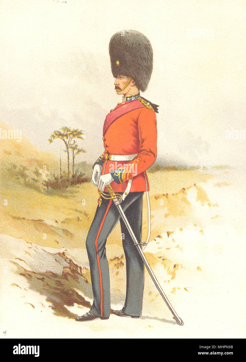 BRITISH ARMY UNIFORMS. The 23rd – Royal Welsh Fusiliers Regiment 1890 print Stock Photo