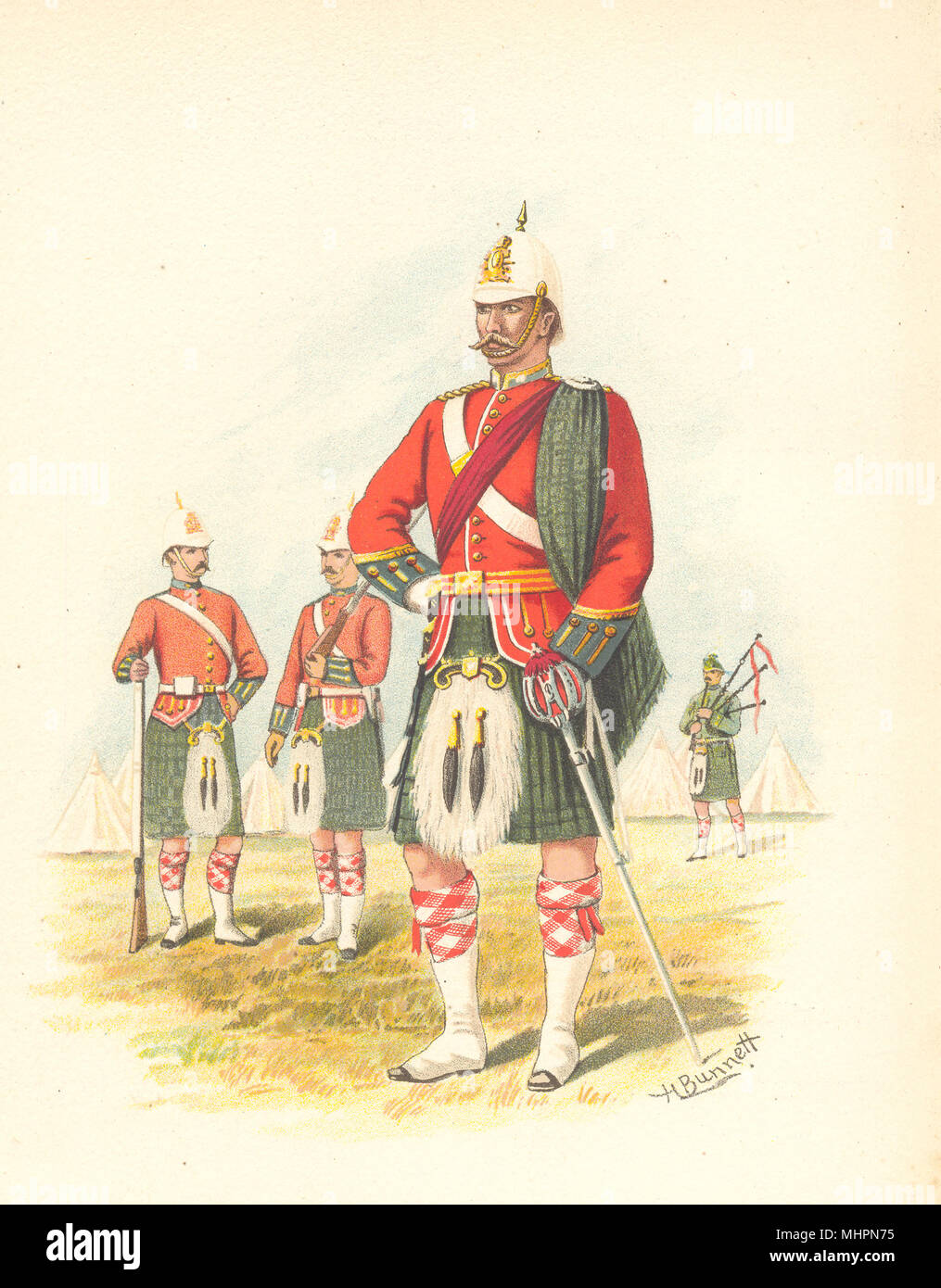 CANADIAN MILITIA UNIFORMS. The 5th Royal Scots of Canada (Montreal) 1890 print Stock Photo
