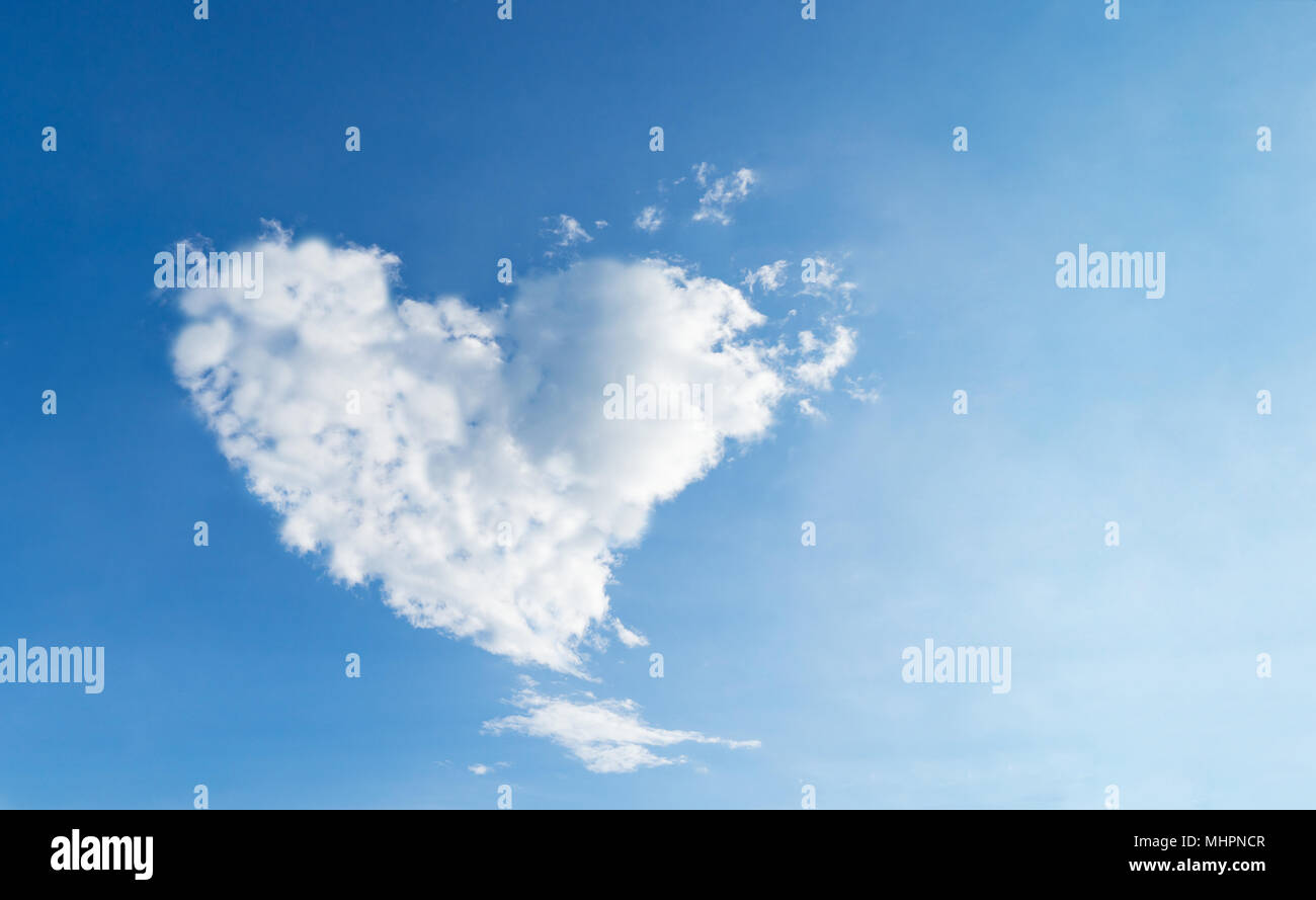 Love Heart shaped cloud blue sky for love and romance concept Stock ...