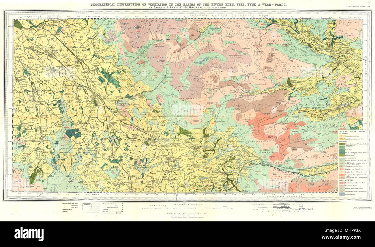 NE ENGLAND. Vegetation Basins of rivers Eden, Tees Tyne & Wear. RGS ...